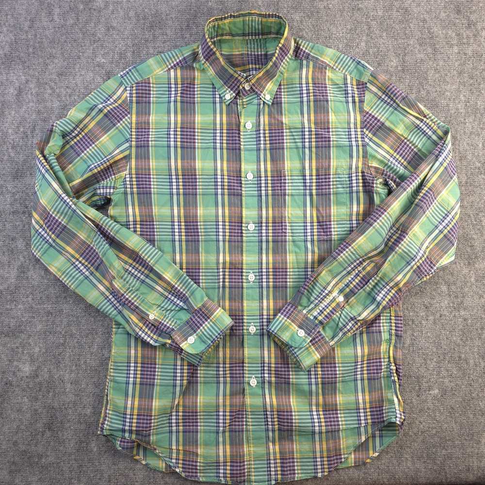 J Crew Lightweight‎ Shirt Small Green Plaid Long Sleeve Button Down
